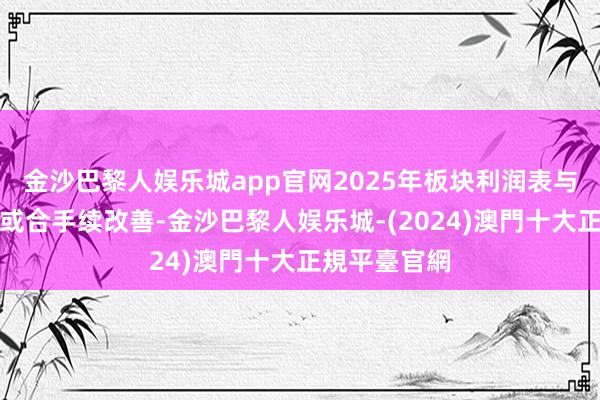 金沙巴黎人娱乐城app官网2025年板块利润表与现款流量表或合手续改善-金沙巴黎人娱乐城-(2024)澳門十大正規平臺官網