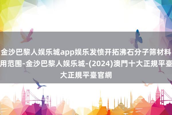 金沙巴黎人娱乐城app娱乐发愤开拓沸石分子筛材料新应用范围-金沙巴黎人娱乐城-(2024)澳門十大正規平臺官網